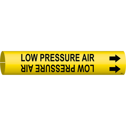 Brady "Low Pressure Air" Pipe Marker, Snap-On, 13/16" H x 13/16" W, Black on Yellow