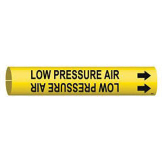 Brady "Low Pressure Air" Pipe Marker, Snap-On, 7/8" H x 7/8" W, Black on Yellow