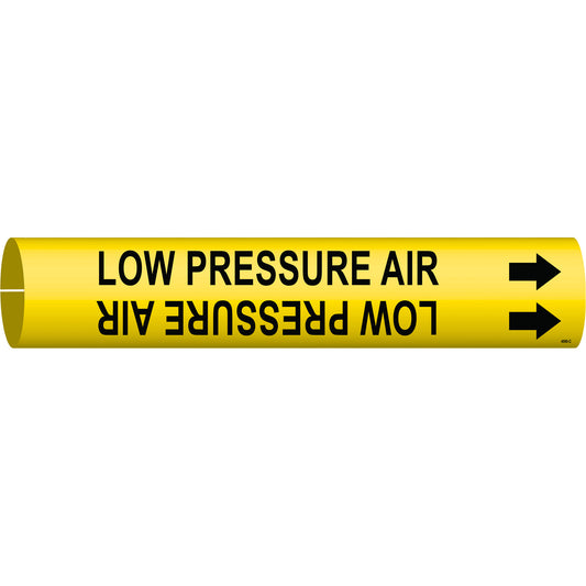 Brady "Low Pressure Air" Pipe Marker, Snap-On, 2" H x 2" W, Black on Yellow