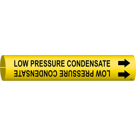 Brady "Low Pressure Condensate" Pipe Marker, Snap-On, 2" H x 2" W, Black on Yellow