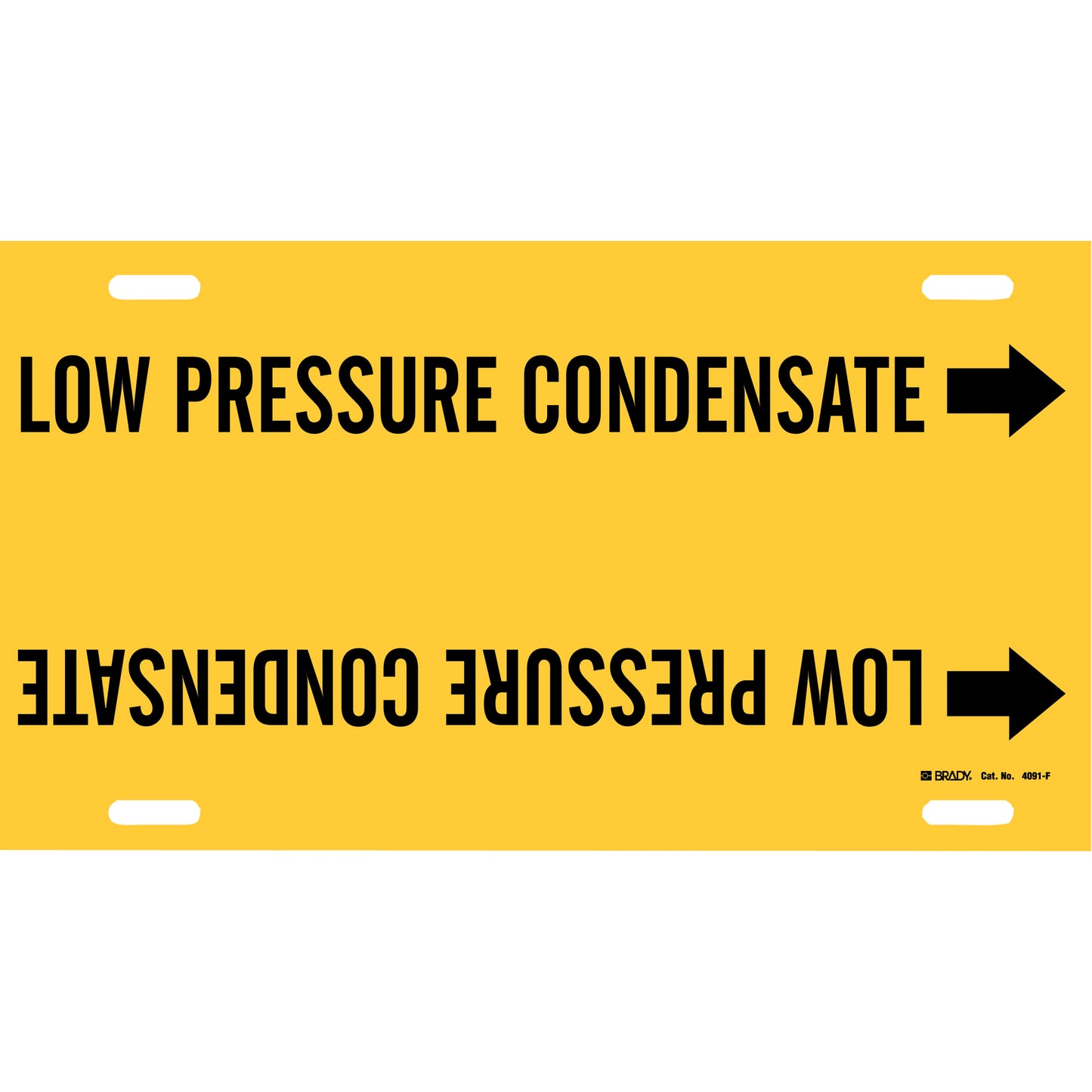 Brady "Low Pressure Condensate" Pipe Marker, Strap-On, 8" H x 16" W, Black on Yellow