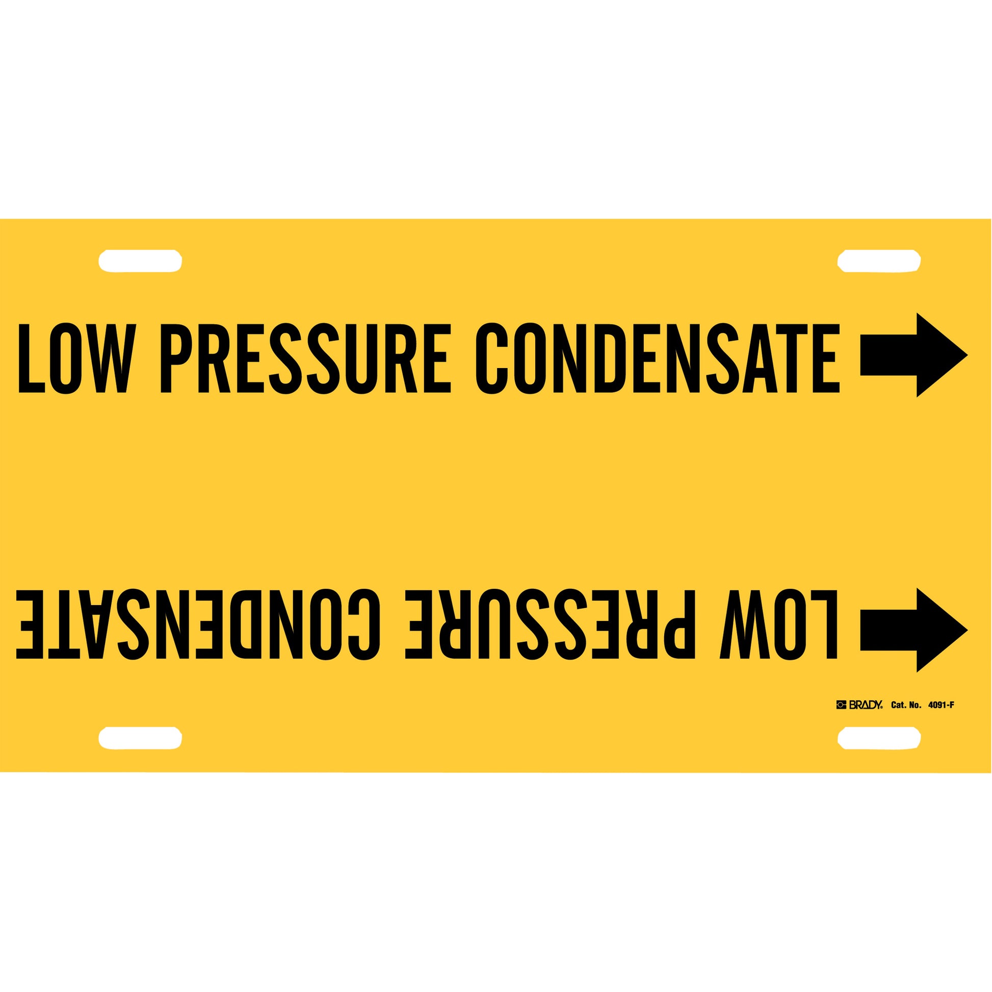 Brady "Low Pressure Condensate" Pipe Marker, Strap-On, 8" H x 16" W, Black on Yellow