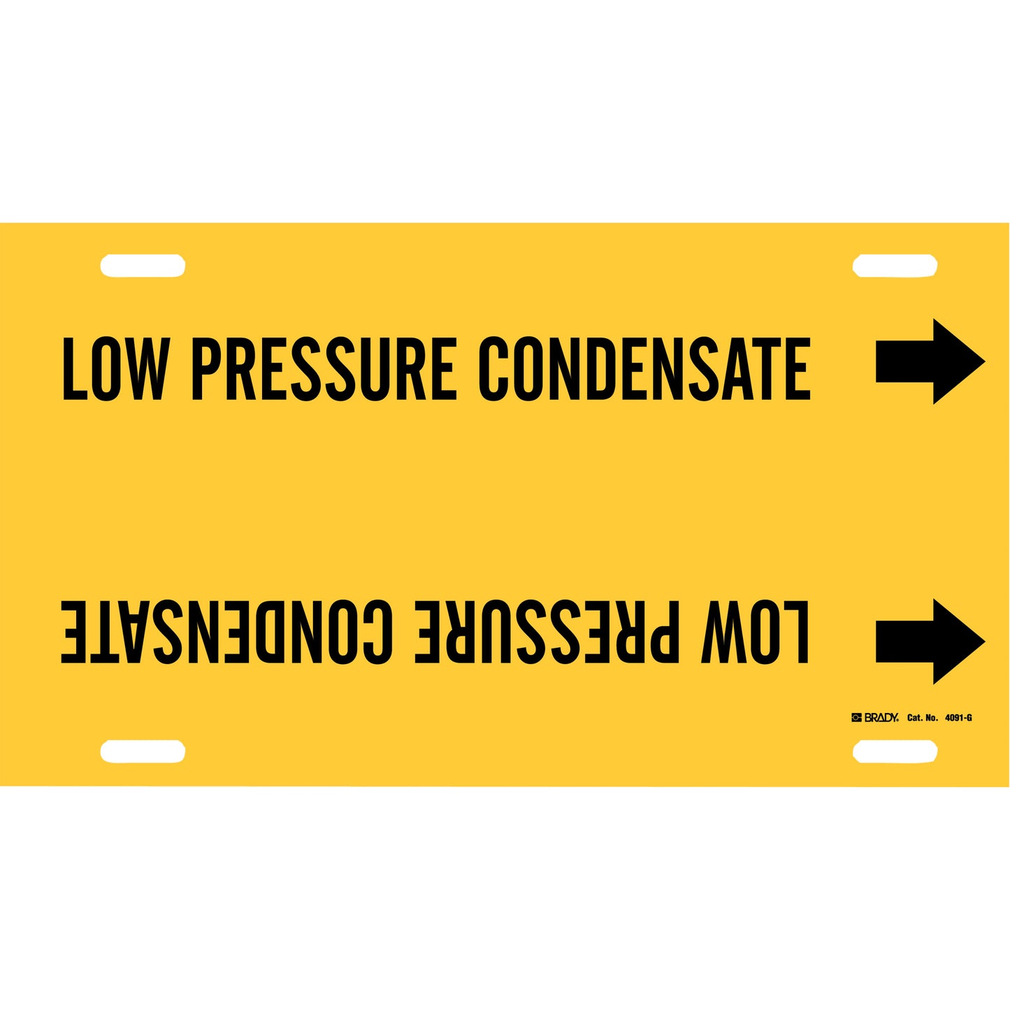 Brady "Low Pressure Condensate" Pipe Marker, Strap-On, 10" H x 24" W, Black on Yellow