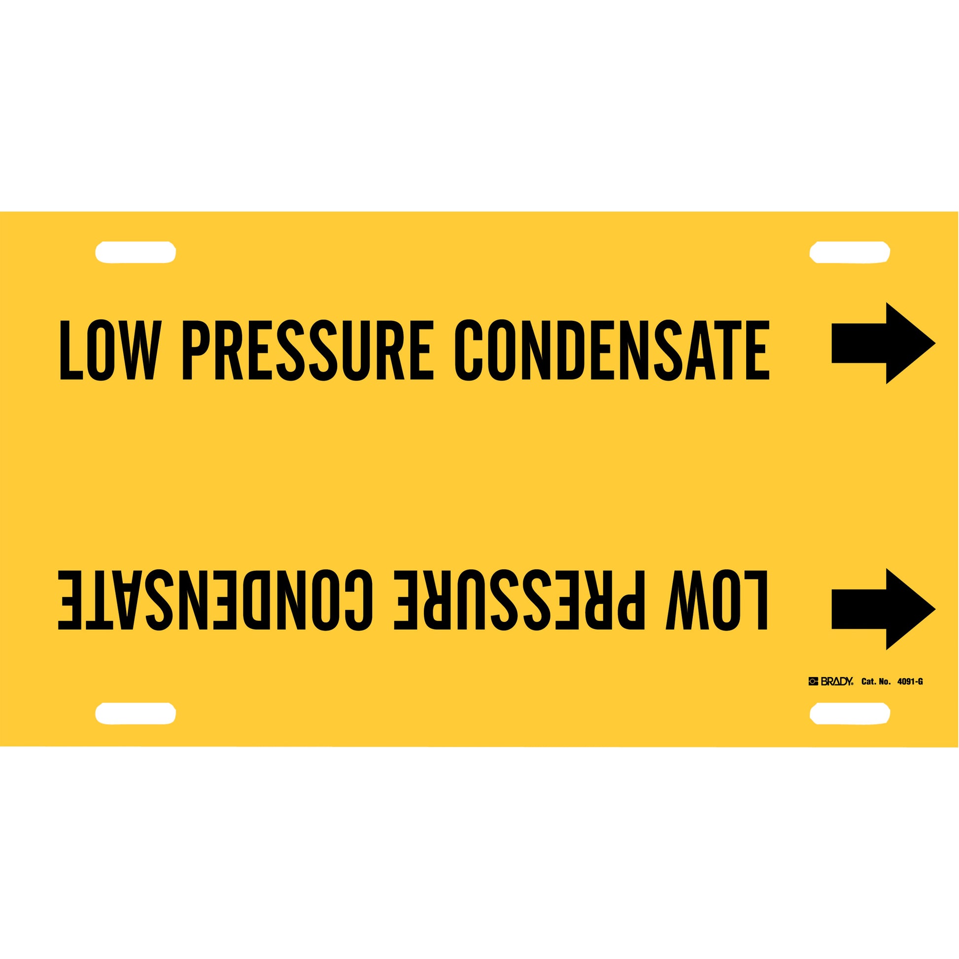 Brady "Low Pressure Condensate" Pipe Marker, Strap-On, 10" H x 24" W, Black on Yellow