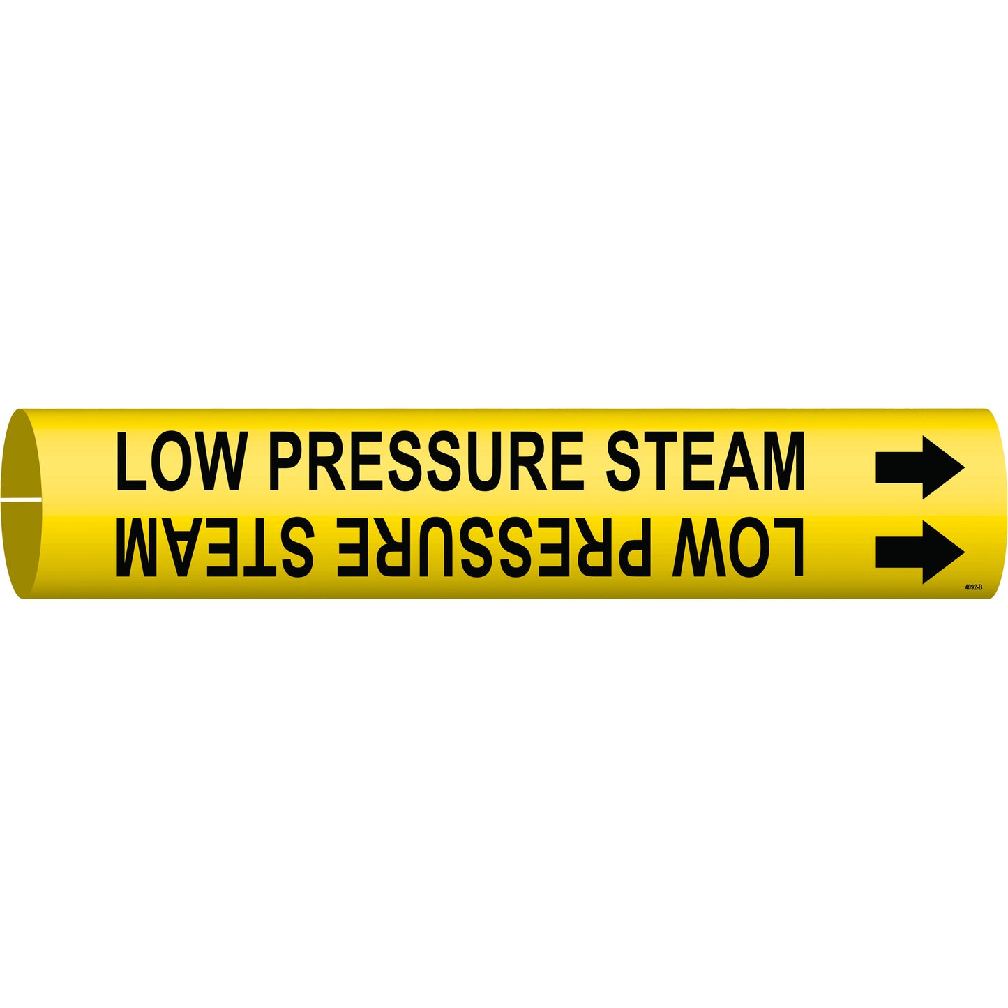 Brady "Low Pressure Steam" Pipe Marker, Snap-On, 7/8" H x 7/8" W, Black on Yellow