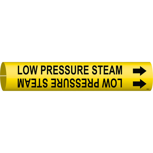 Brady "Low Pressure Steam" Pipe Marker, Snap-On, 7/8" H x 7/8" W, Black on Yellow