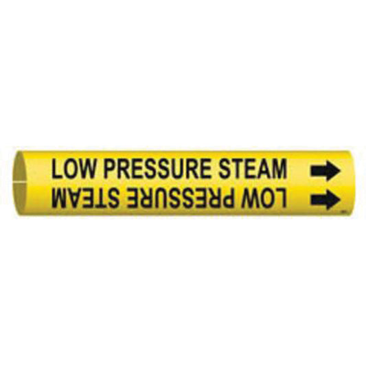Brady "Low Pressure Steam" Pipe Marker, Snap-On, 2" H x 2" W, Black on Yellow