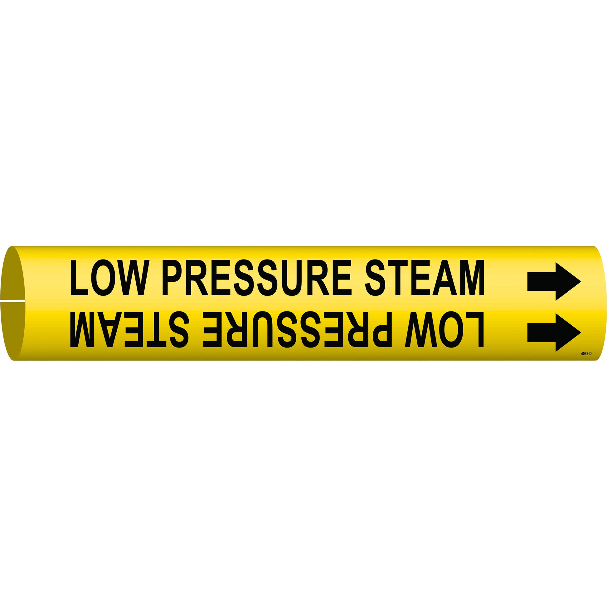 Brady "Low Pressure Steam" Pipe Marker, Snap-On, 2-13/16" H x 2-13/16" W, Black on Yellow