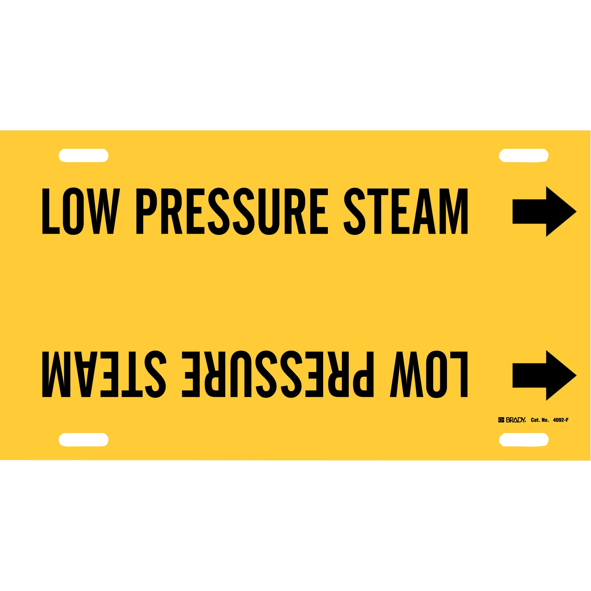 Brady "Low Pressure Steam" Pipe Marker, Strap-On, 8" H x 16" W, Black on Yellow