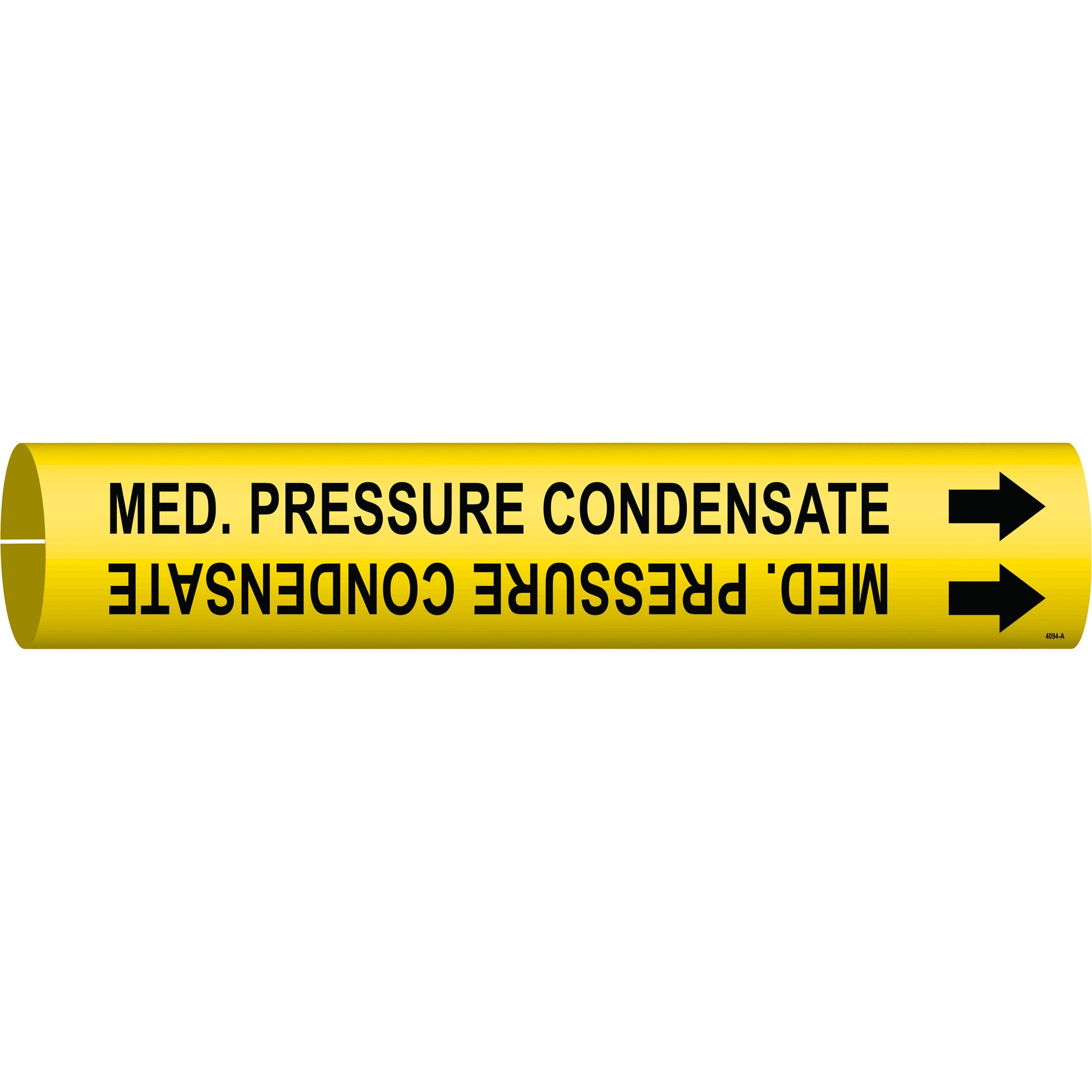 Brady "Med. Pressure Condensate" Pipe Marker, Snap-On, 13/16" H x 13/16" W, Black on Yellow