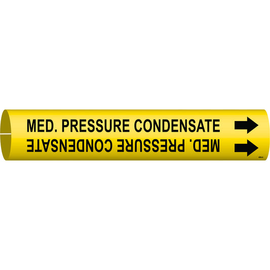 Brady "Med. Pressure Condensate" Pipe Marker, Snap-On, 13/16" H x 13/16" W, Black on Yellow