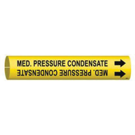 Brady "Med. Pressure Condensate" Pipe Marker, Snap-On, 7/8" H x 7/8" W, Black on Yellow