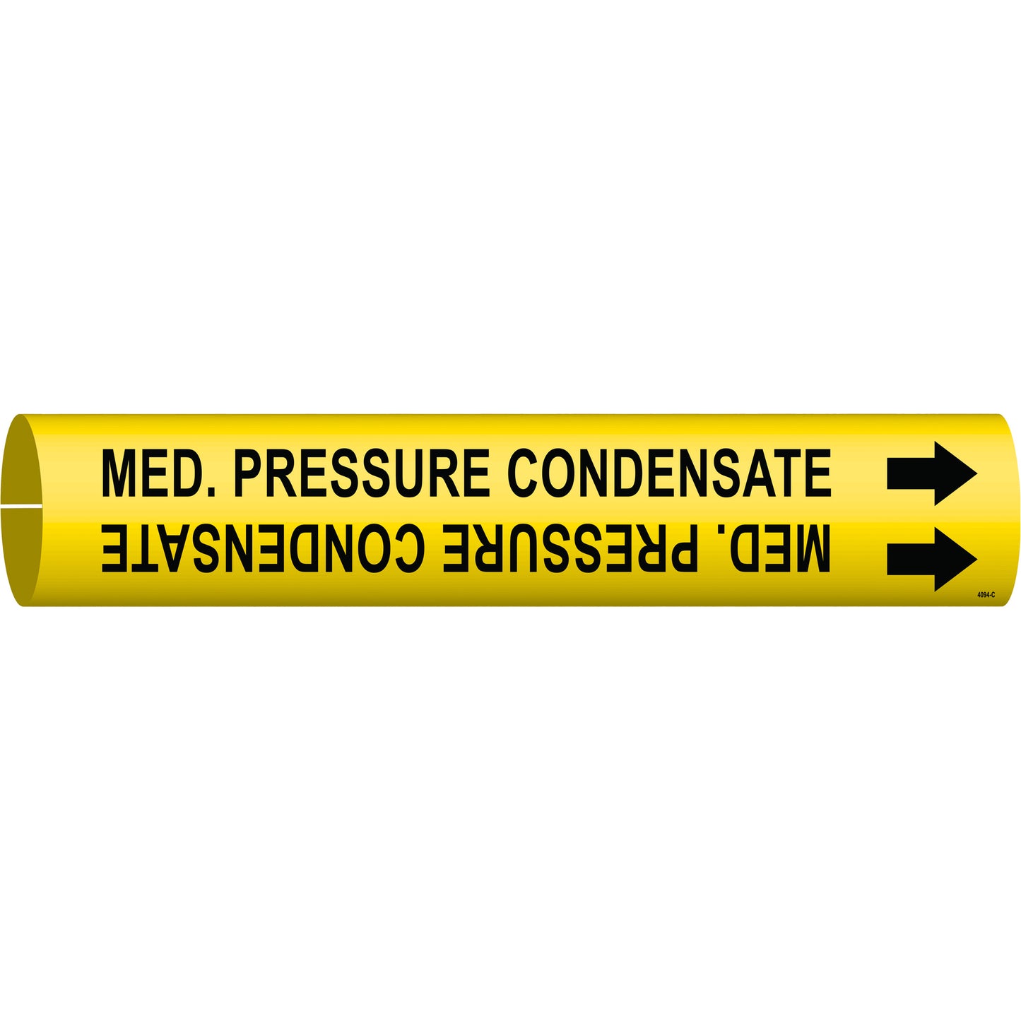 Brady "Med. Pressure Condensate" Pipe Marker, Snap-On, 2" H x 2" W, Black on Yellow