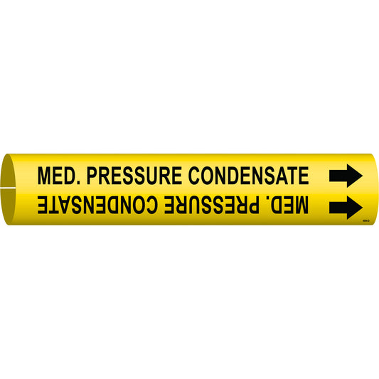 Brady "Med. Pressure Condensate" Pipe Marker, Snap-On, 2-13/16" H x 2-13/16" W, Black on Yellow