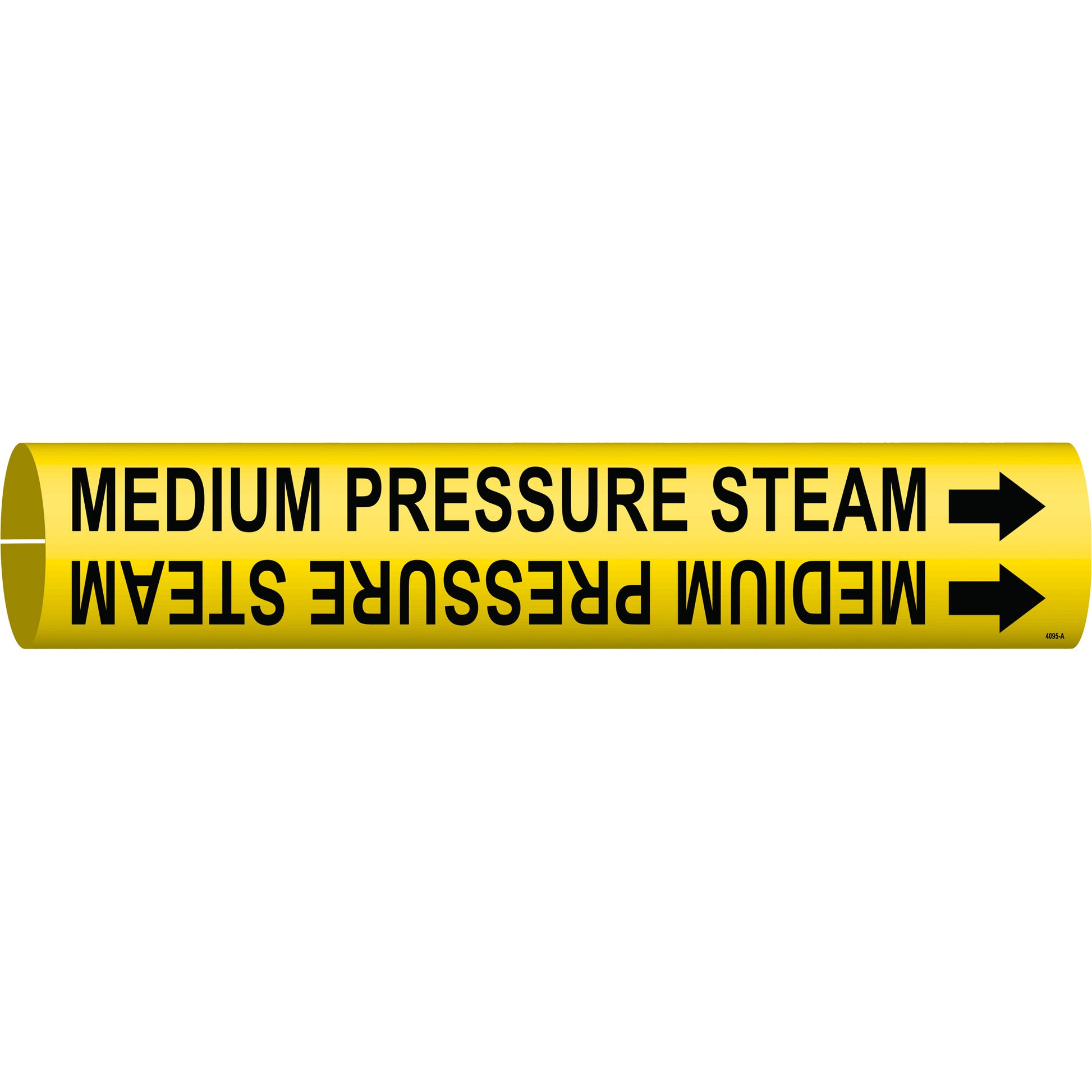 Brady "Medium Pressure Steam" Pipe Marker, Snap-On, 13/16" H x 13/16" W, Black on Yellow