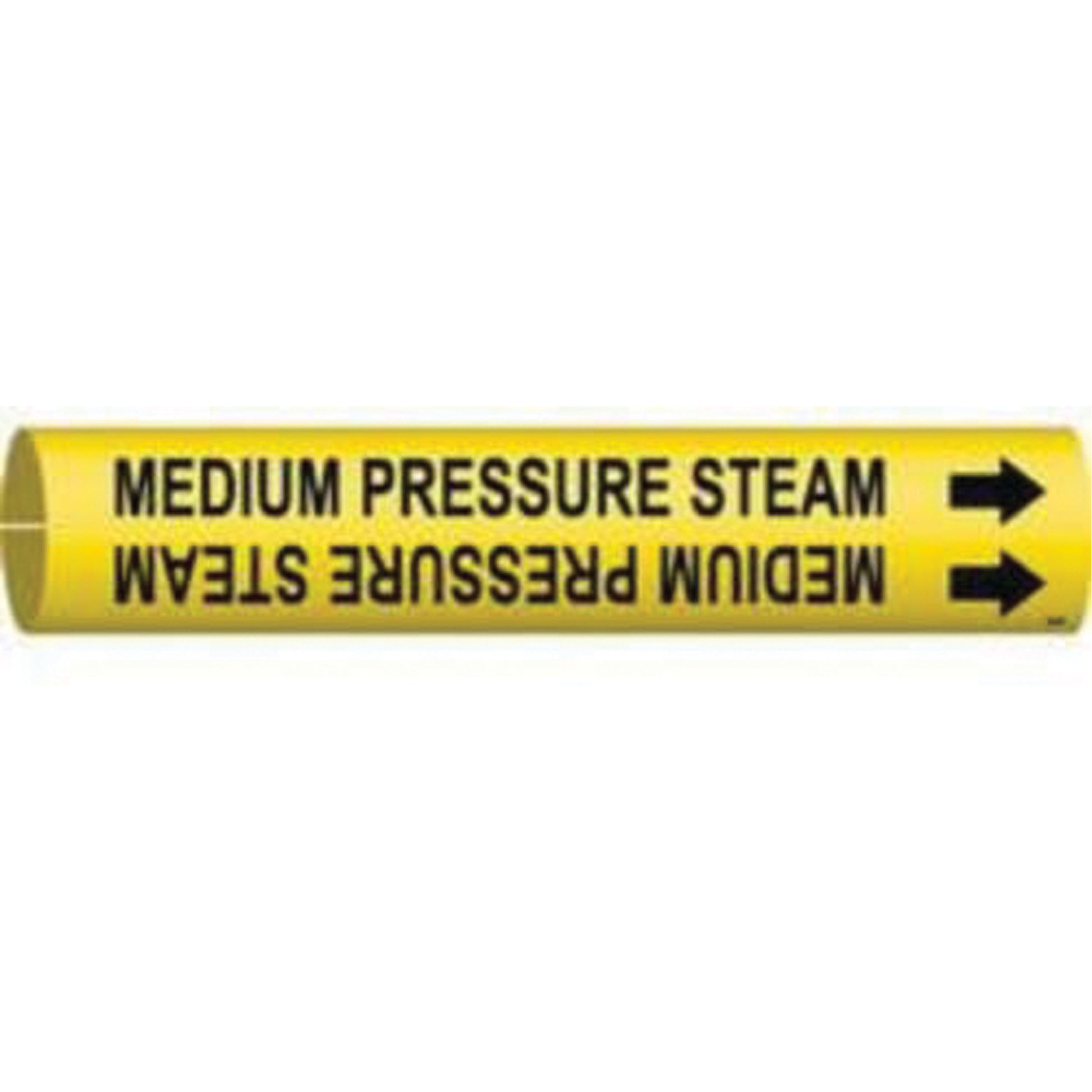 Brady "Medium Pressure Steam" Pipe Marker, Snap-On, 7/8" H x 7/8" W, Black on Yellow
