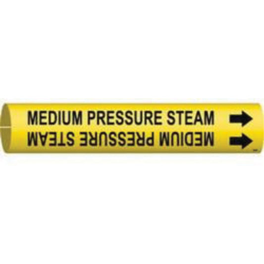 Brady "Medium Pressure Steam" Pipe Marker, Snap-On, 7/8" H x 7/8" W, Black on Yellow