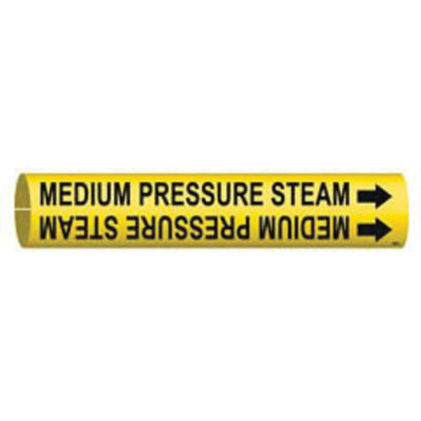 Brady "Medium Pressure Steam" Pipe Marker, Snap-On, 2" H x 2" W, Black on Yellow