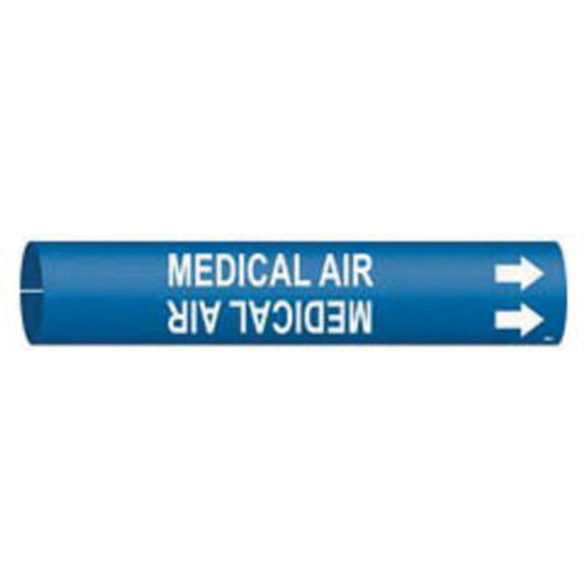Brady "Medical Air" Pipe Marker, Snap-On, 13/16" H x 13/16" W, White on Blue