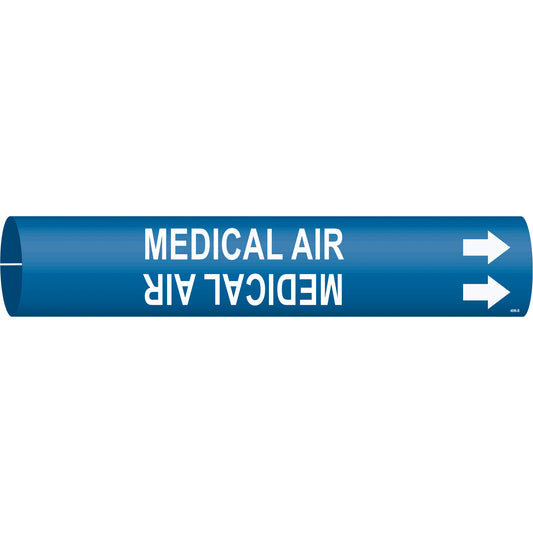 Brady "Medical Air" Pipe Marker, Snap-On, 7/8" H x 7/8" W, White on Blue