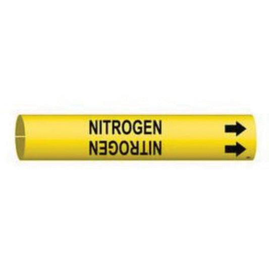Brady "Nitrogen" Pipe Marker, Snap-On, 2" H x 2" W, Black on Yellow