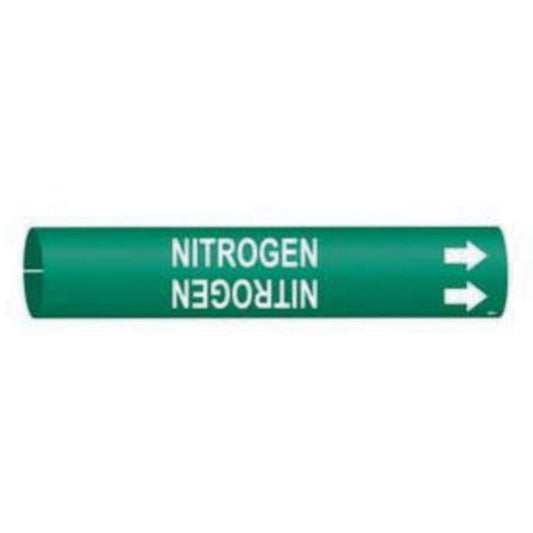 Brady "Nitrogen" Pipe Marker, Snap-On, 2" H x 2" W, White on Green