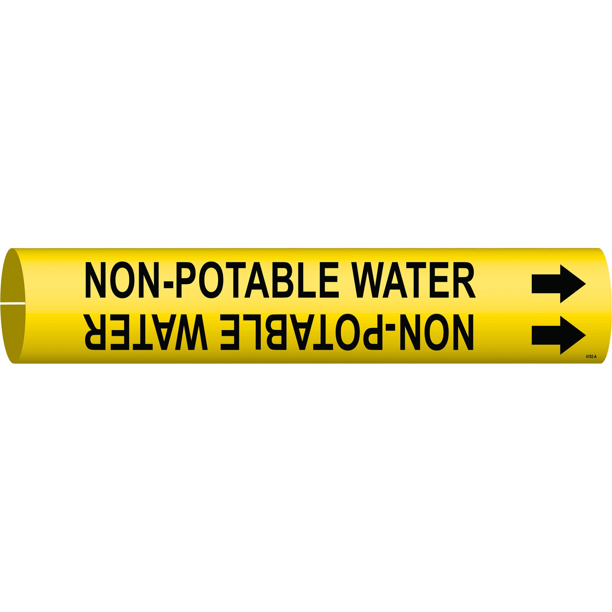 Brady "Non-Potable Water" Pipe Marker, Snap-On, 13/16" H x 13/16" W, Black on Yellow