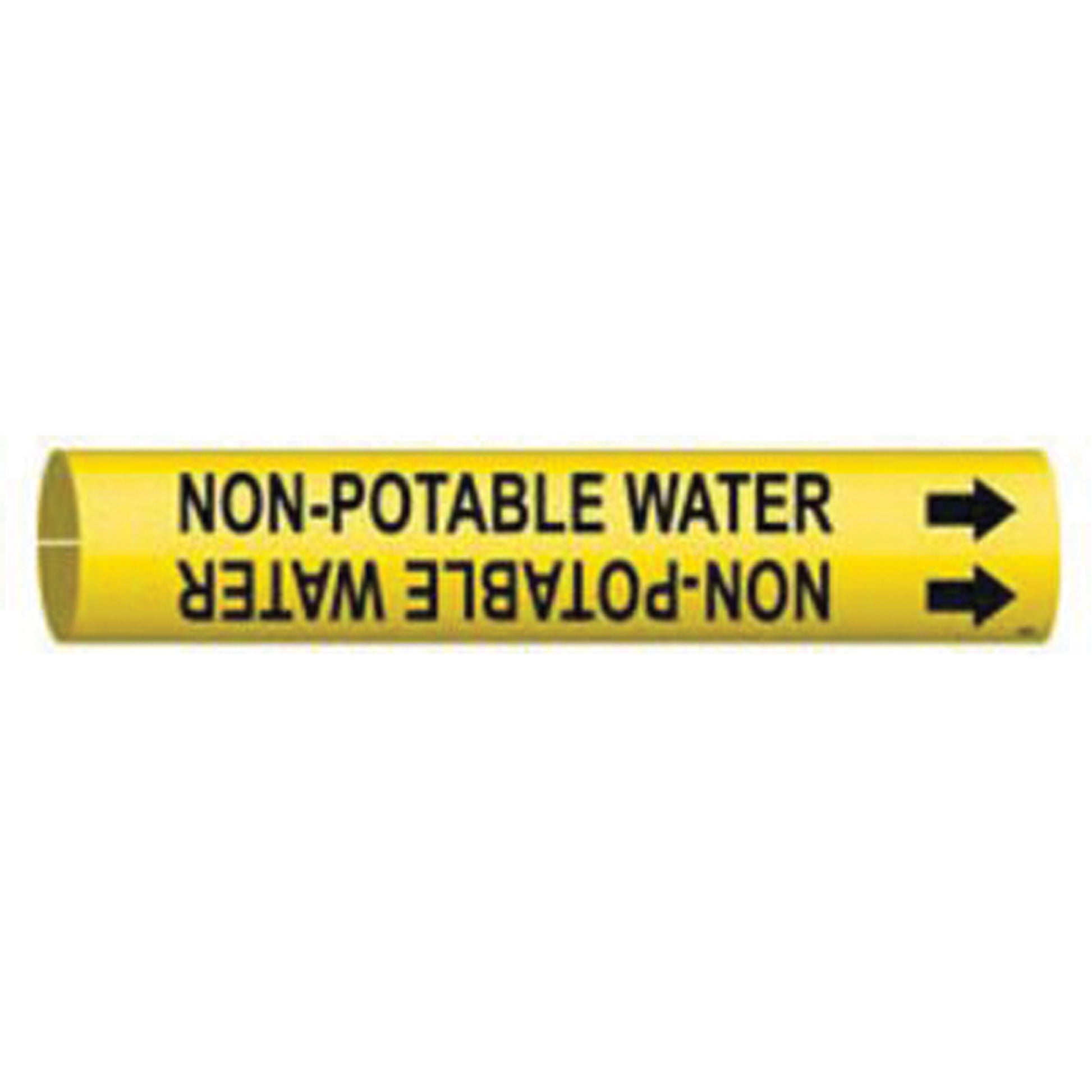 Brady "Non-Potable Water" Pipe Marker, Snap-On, 2" H x 2" W, Black on Yellow