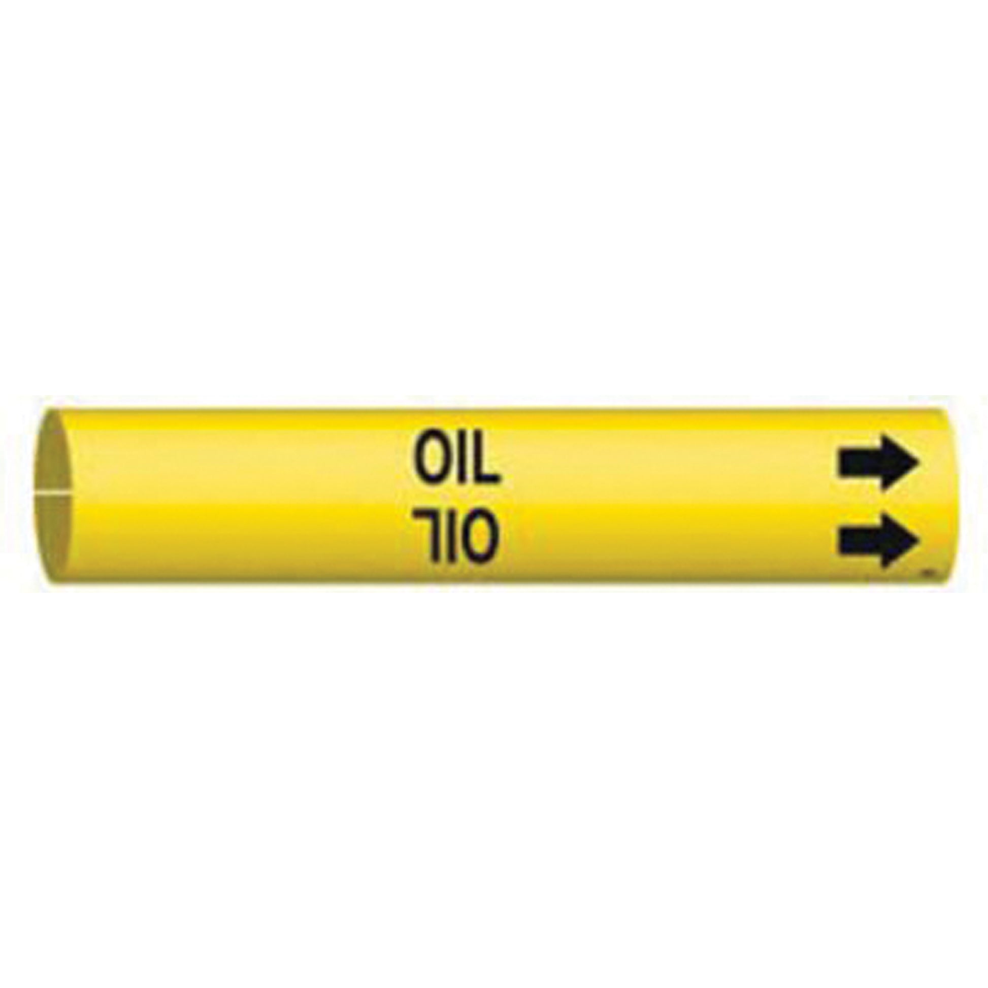 Brady "Oil" Pipe Marker, Snap-On, 13/16" H x 13/16" W, Black on Yellow