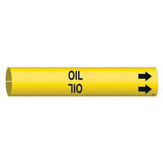 Brady "Oil" Pipe Marker, Snap-On, 13/16" H x 13/16" W, Black on Yellow