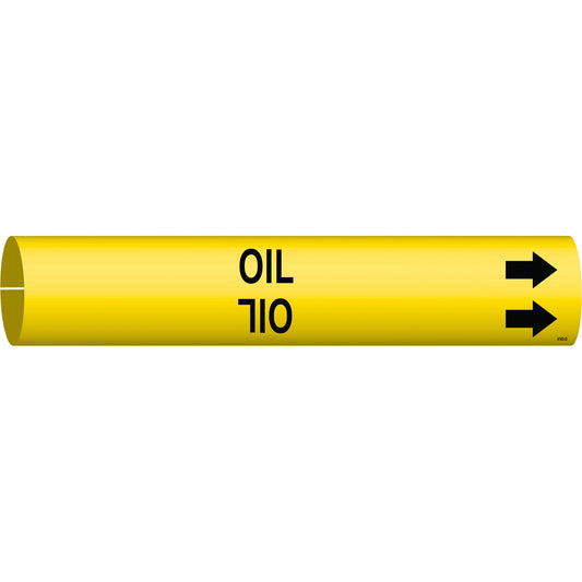 Brady "Oil" Pipe Marker, Snap-On, 2-13/16" H x 2-13/16" W, Black on Yellow