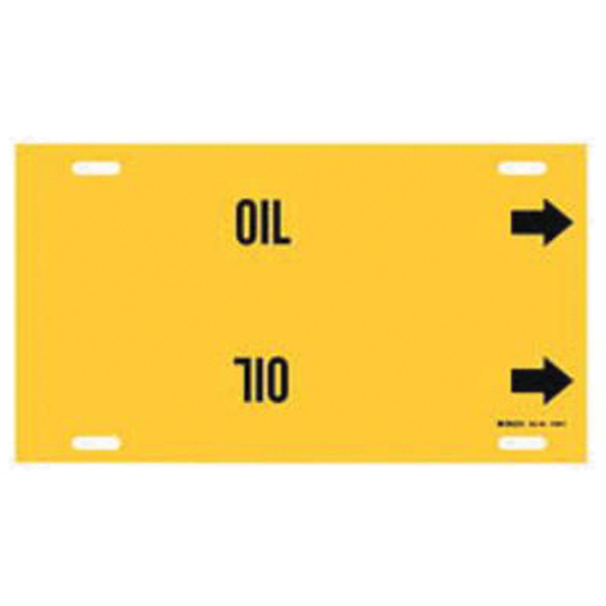 Brady "Oil" Pipe Marker, Strap-On, 8" H x 16" W, Black on Yellow