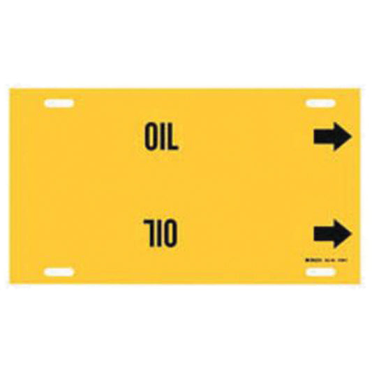 Brady "Oil" Pipe Marker, Strap-On, 8" H x 16" W, Black on Yellow
