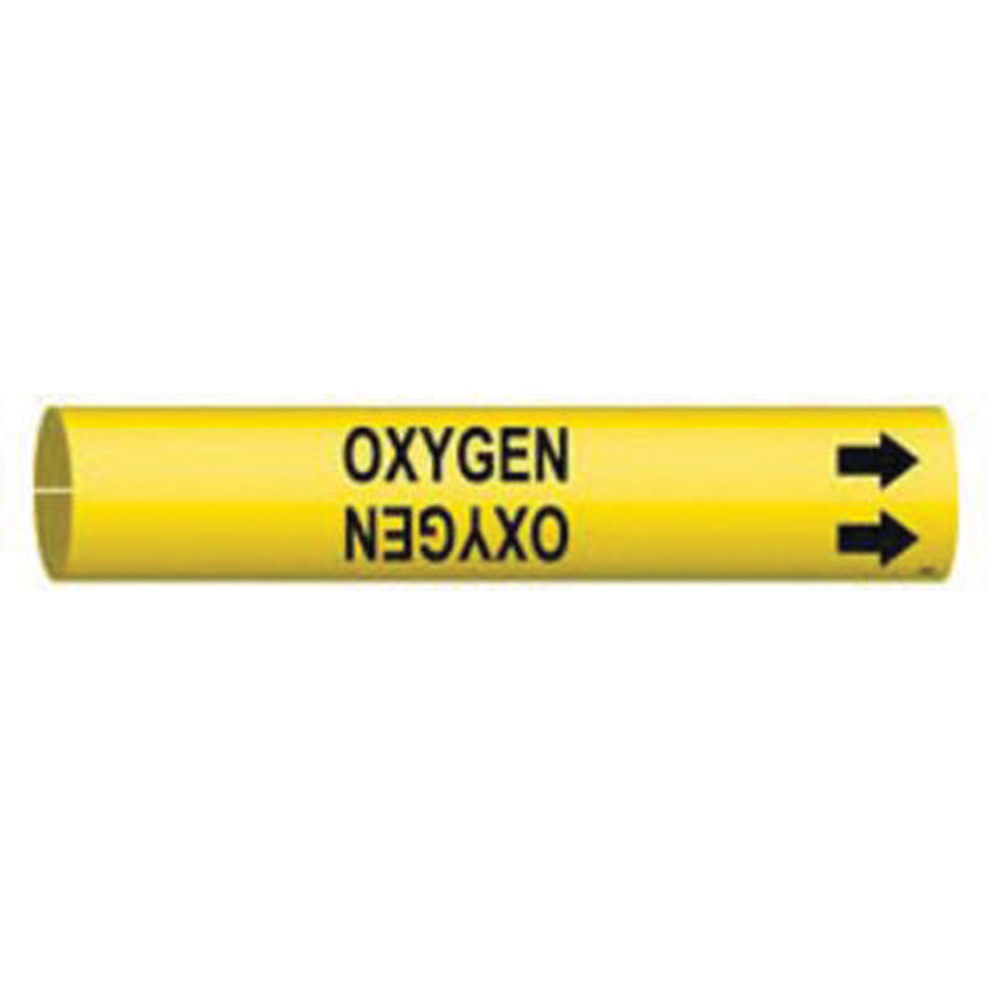 Brady "Oxygen" Pipe Marker, Snap-On, 7/8" H x 7/8" W, Black on Yellow