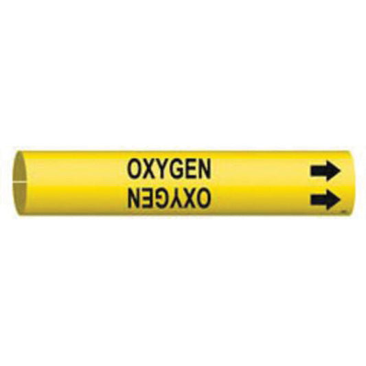 Brady "Oxygen" Pipe Marker, Snap-On, 7/8" H x 7/8" W, Black on Yellow
