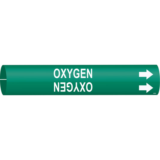 Brady "Oxygen" Pipe Marker, Snap-On, 7/8" H x 7/8" W, White on Green