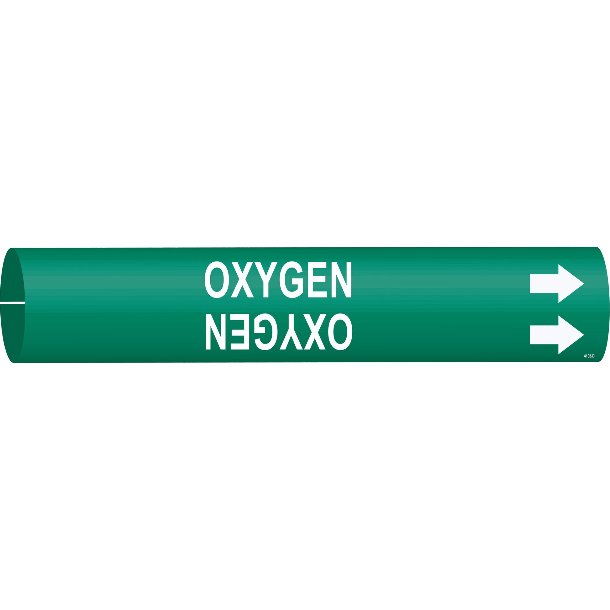 Brady "Oxygen" Pipe Marker, Snap-On, 2-13/16" H x 2-13/16" W, White on Green