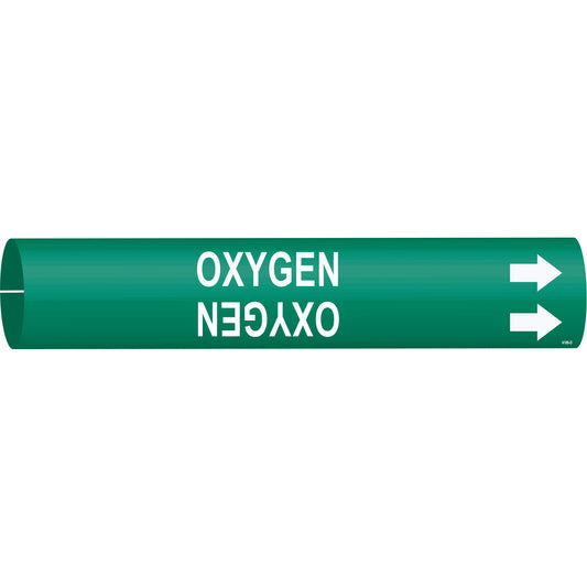 Brady "Oxygen" Pipe Marker, Snap-On, 2-13/16" H x 2-13/16" W, White on Green