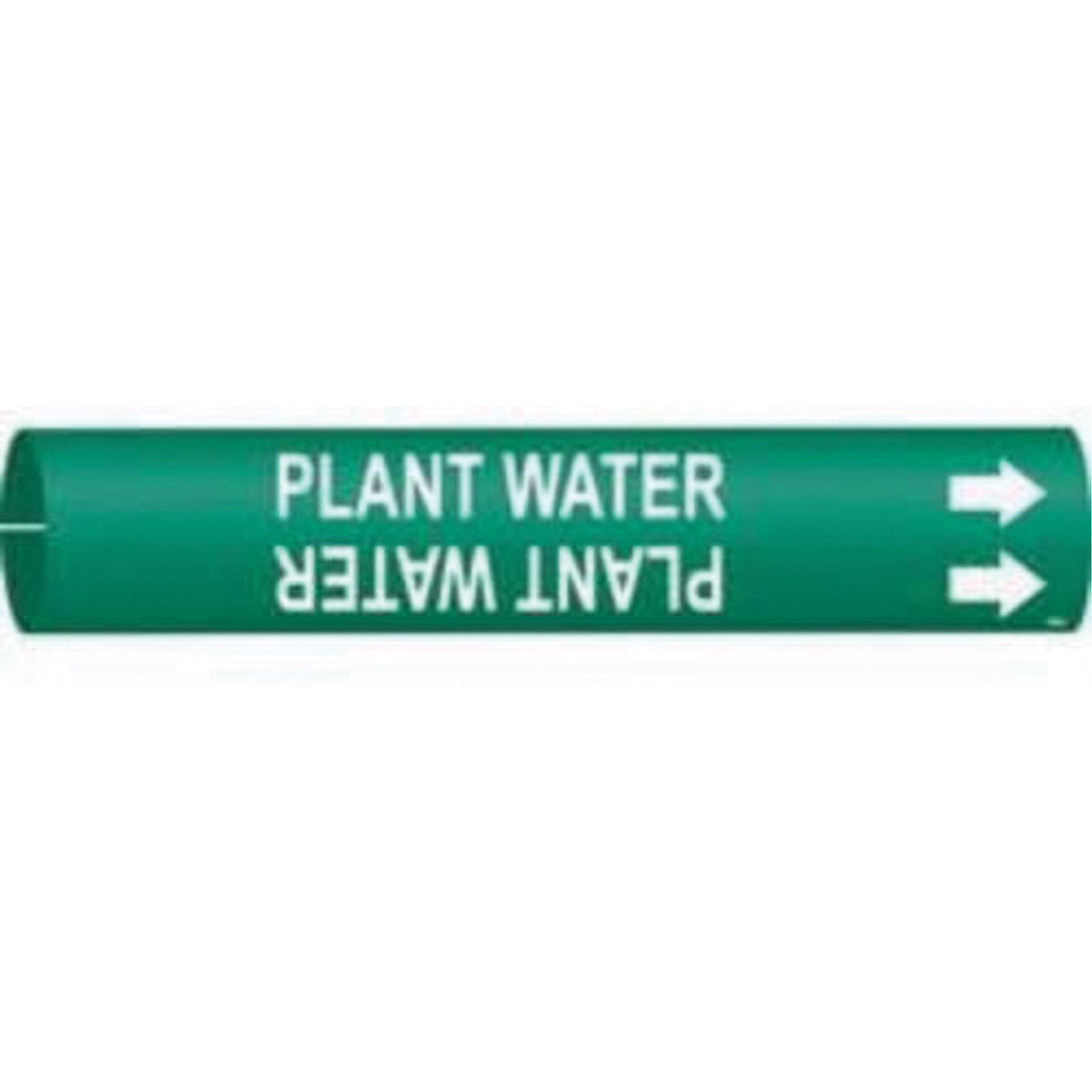 Brady "Plant Water" Pipe Marker, Snap-On, 13/16" H x 13/16" W, White on Green