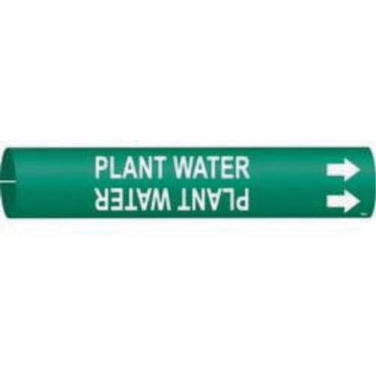 Brady "Plant Water" Pipe Marker, Snap-On, 13/16" H x 13/16" W, White on Green