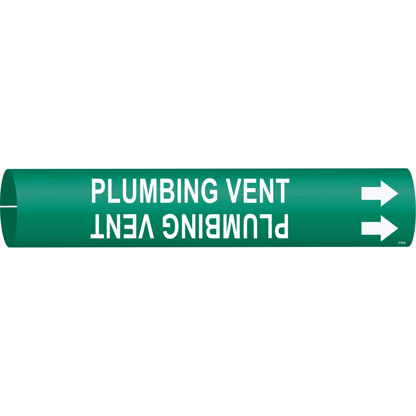 Brady "Plumbing Vent" Pipe Marker, Snap-On, 2-13/16" H x 2-13/16" W, White on Green