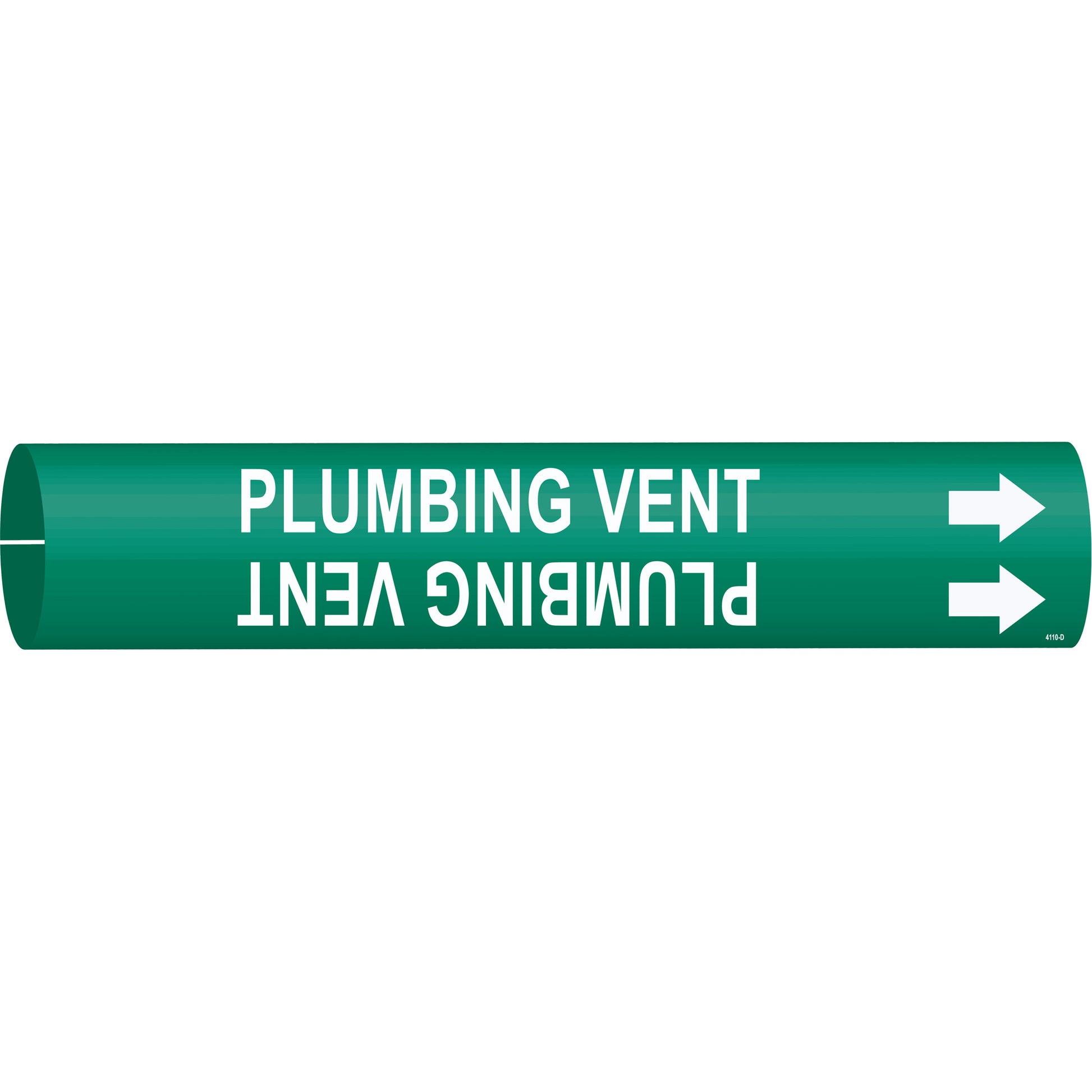 Brady "Plumbing Vent" Pipe Marker, Snap-On, 2-13/16" H x 2-13/16" W, White on Green