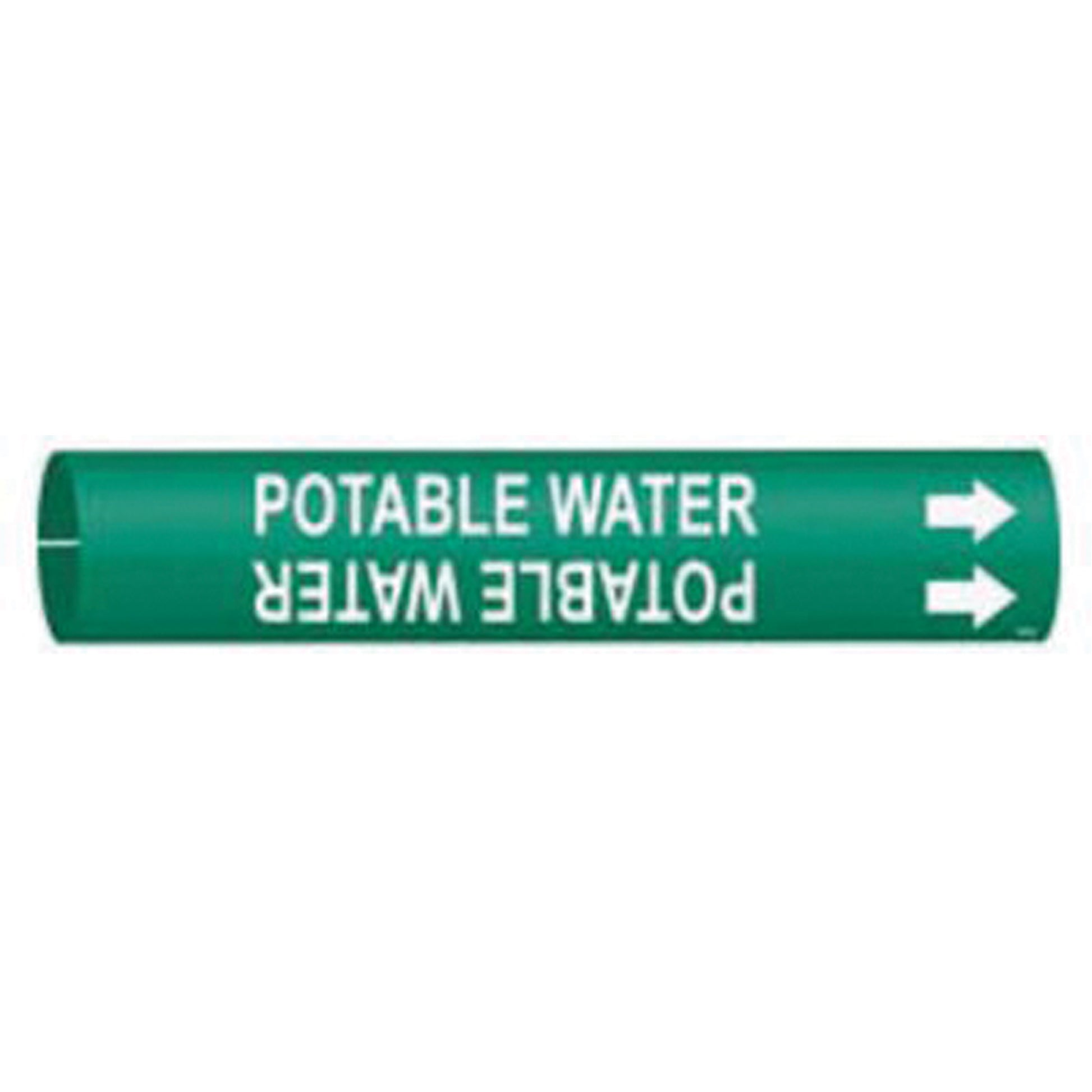 Brady "Potable Water" Pipe Marker, Snap-On, 13/16" H x 13/16" W, White on Green