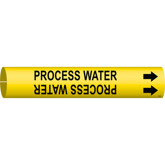Brady "Process Water" Pipe Marker, Snap-On, 7/8" H x 7/8" W, Black on Yellow