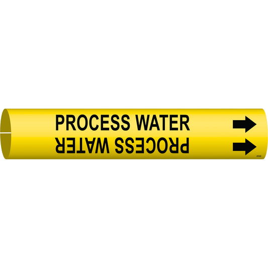 Brady "Process Water" Pipe Marker, Snap-On, 2-13/16" H x 2-13/16" W, Black on Yellow