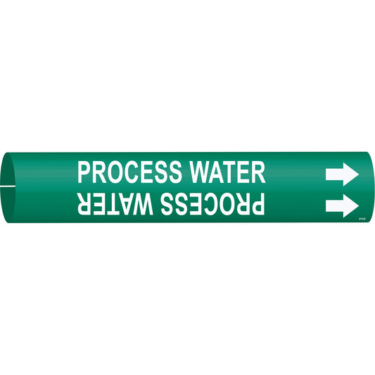 Brady "Process Water" Pipe Marker, Snap-On, 2-13/16" H x 2-13/16" W, White on Green