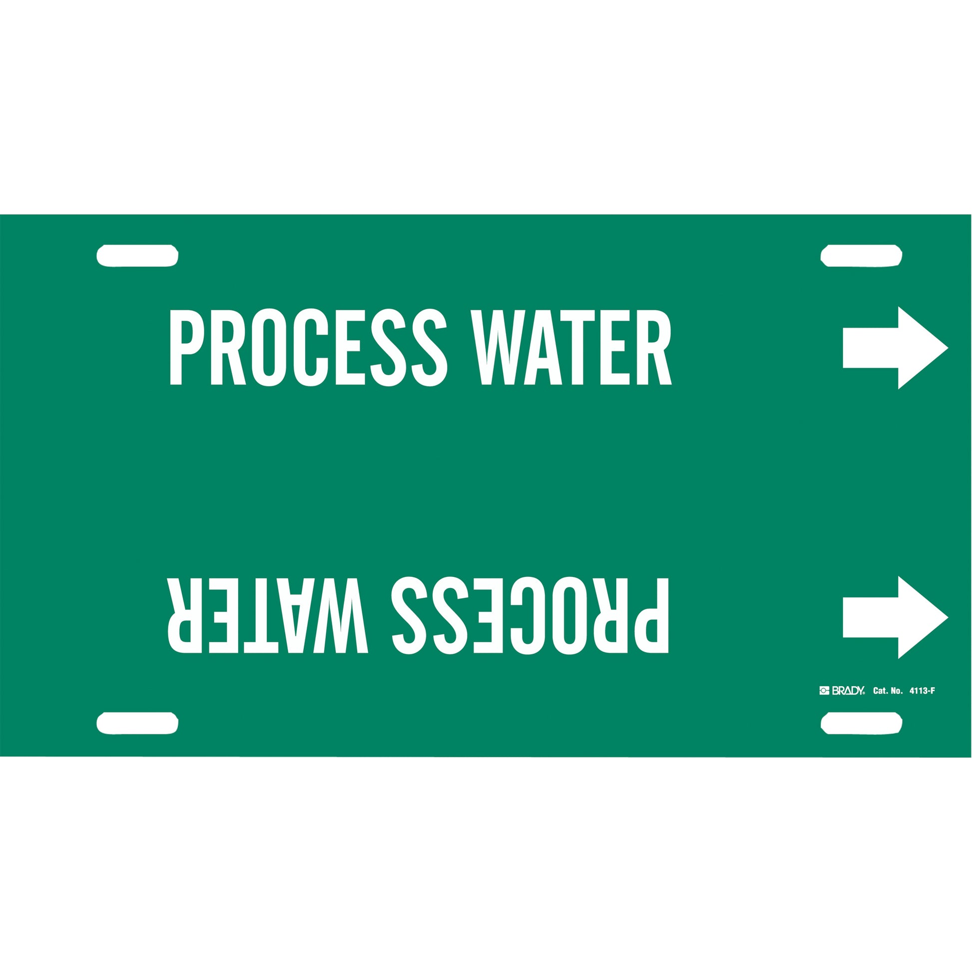 Brady "Process Water" Pipe Marker, Strap-On, 8" H x 16" W, White on Green