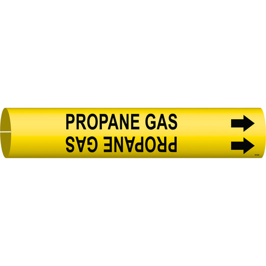 Brady "Propane Gas" Pipe Marker, Snap-On, 2-13/16" H x 2-13/16" W, Black on Yellow