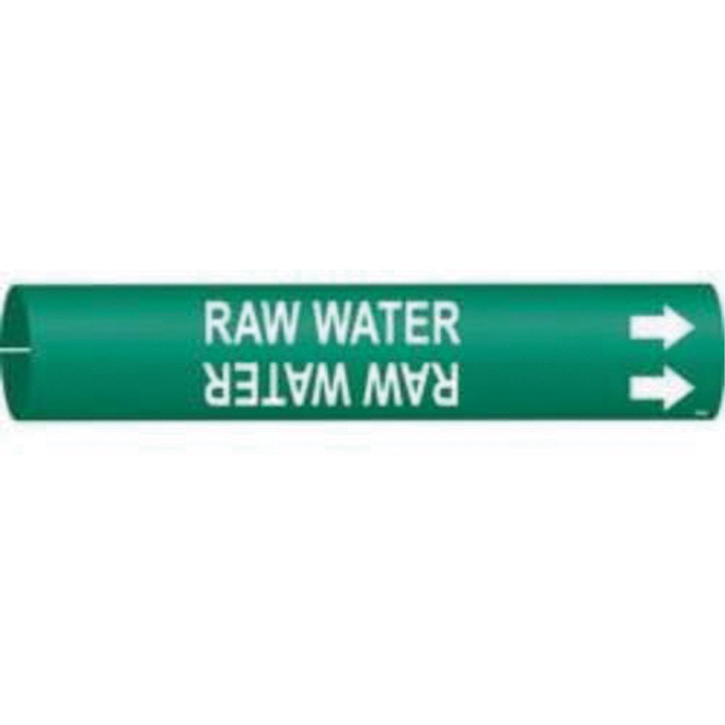 Brady "Raw Water" Pipe Marker, Snap-On, 13/16" H x 13/16" W, White on Green