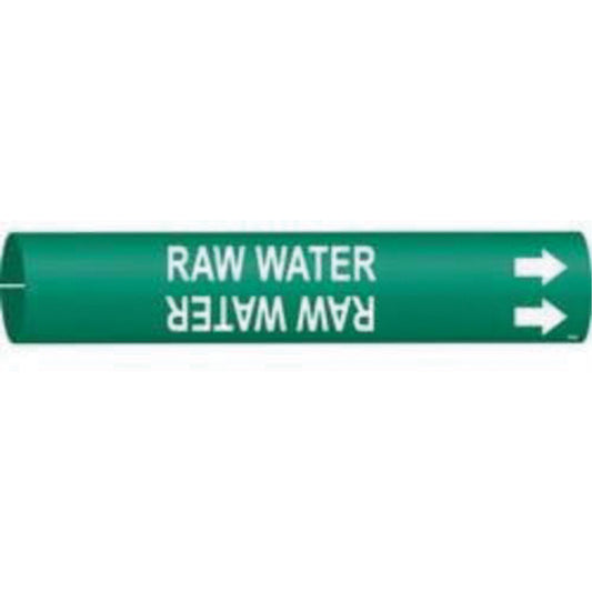 Brady "Raw Water" Pipe Marker, Snap-On, 13/16" H x 13/16" W, White on Green